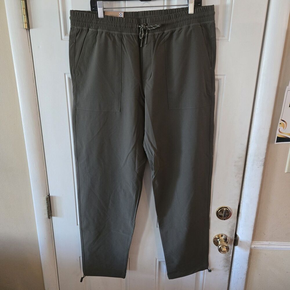 Eddie Bauer Pull On Trail Pants Mens L Khaki Green Stretch Hiking Outdoor NWT